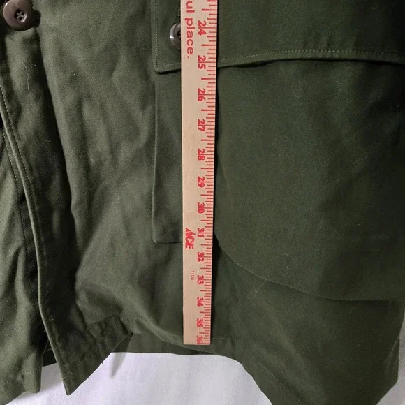 Vintage European NATO Army Green Heavy Coat Lined Removable Pile Fleece C48